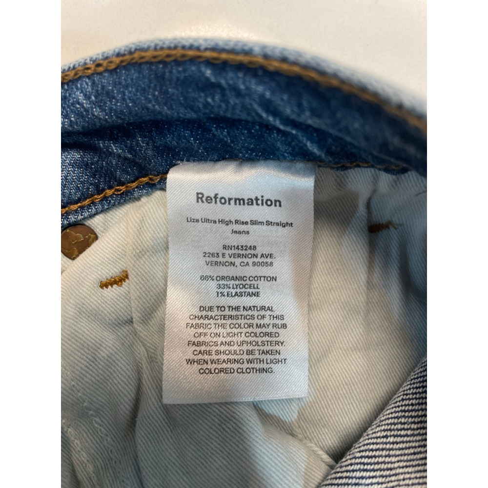 Reformation Liza Ultra High Rise Slim Straight Jeans 28 Dark Denim - Picture 7 of 10